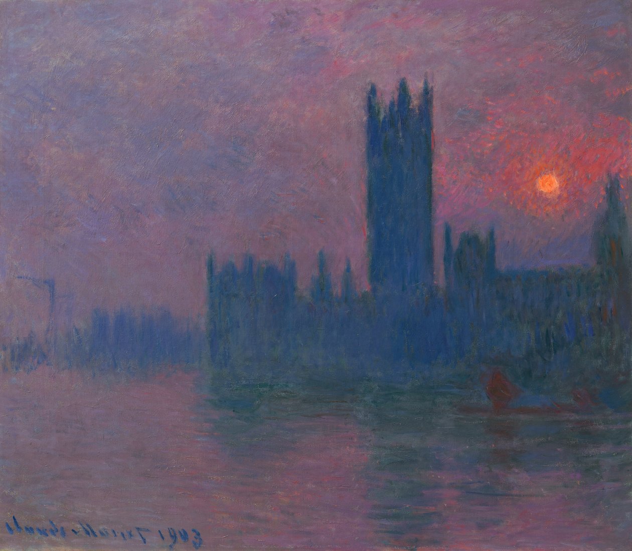 Parlamento, batan güneş, c.1900-03 (tuval üzerine yağlı boya) by Claude Monet