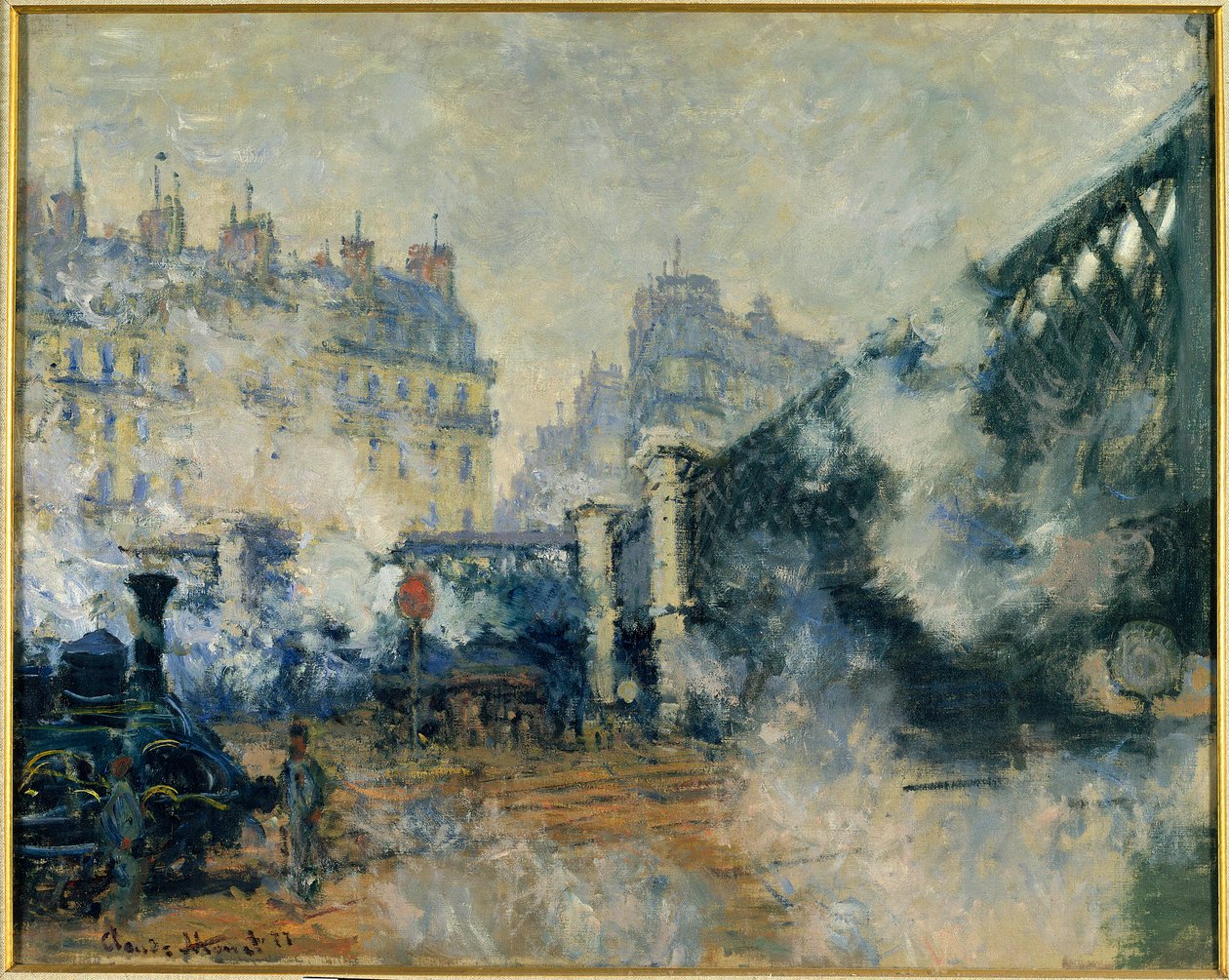 Avrupa Köprüsü ve Aziz Lazarus İstasyonu (Saint-Lazare) Tablosu Claude Monet (1840-1926) 1877 Güneş. 0,64 x 0,81m. Paris. Marmottan Müzesi by Claude Monet
