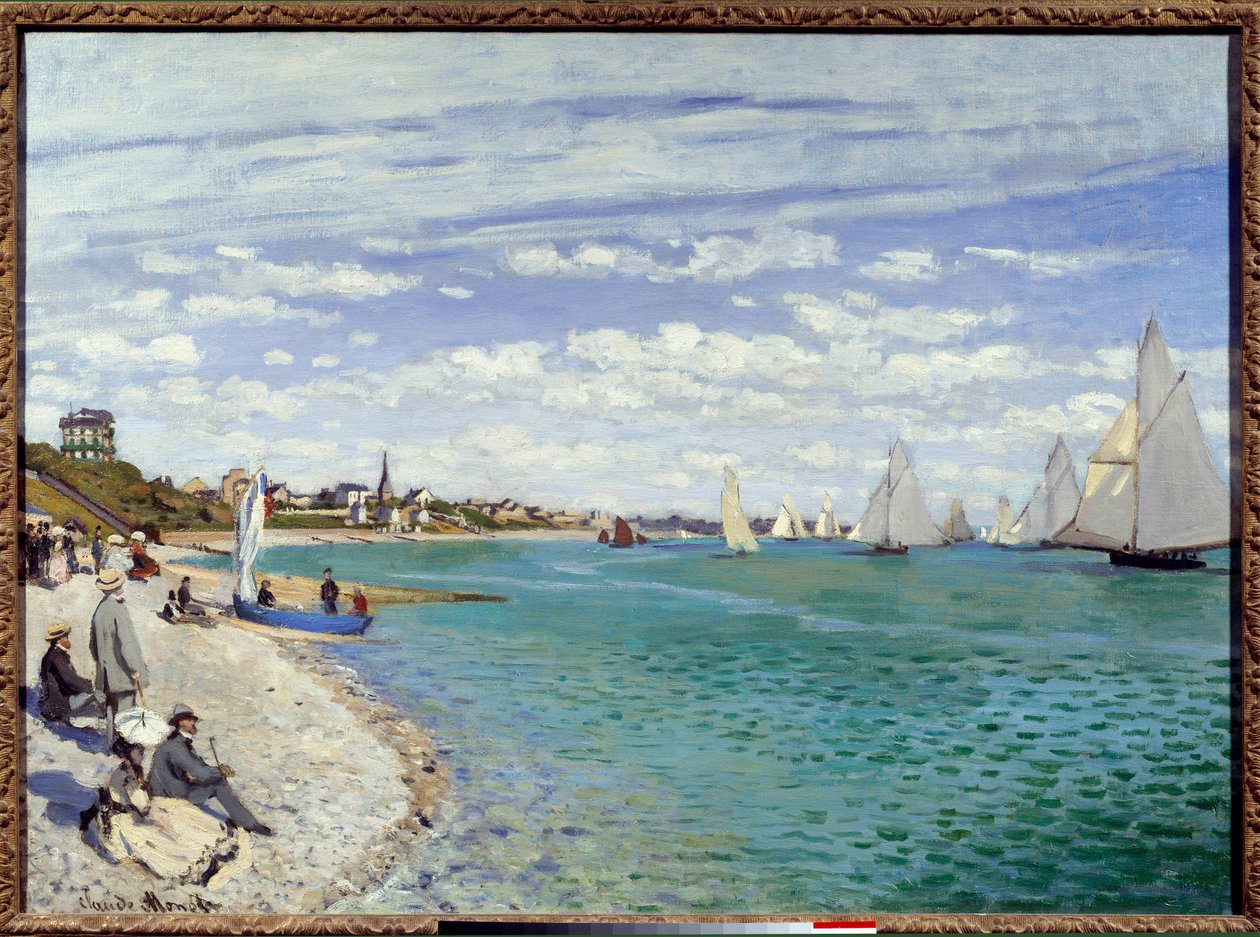 Seine denizindeki Sainte Address Sainte-Adresse sahilinde Regates. Claude Monet (1840-1926) 1867 Güneş tarafından yapılan resim. 0.99x0.72 m New York, Metropolitan müzesi by Claude Monet