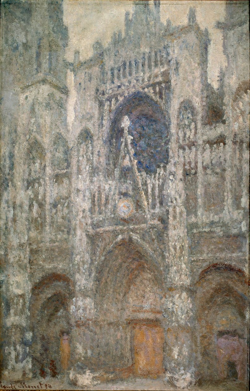Rouen Katedrali, portal, gri zaman, gri uyum by Claude Monet