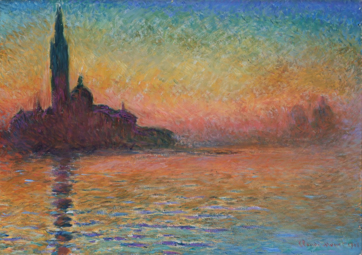 "Alacakaranlıkta San Giorgio Maggiore", 1908 by Claude Monet