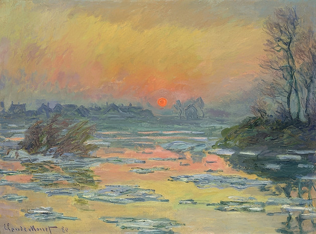 Seine üzerinde gün batımı (Coucher de Soleil sur la Seine). 1880 by Claude Monet