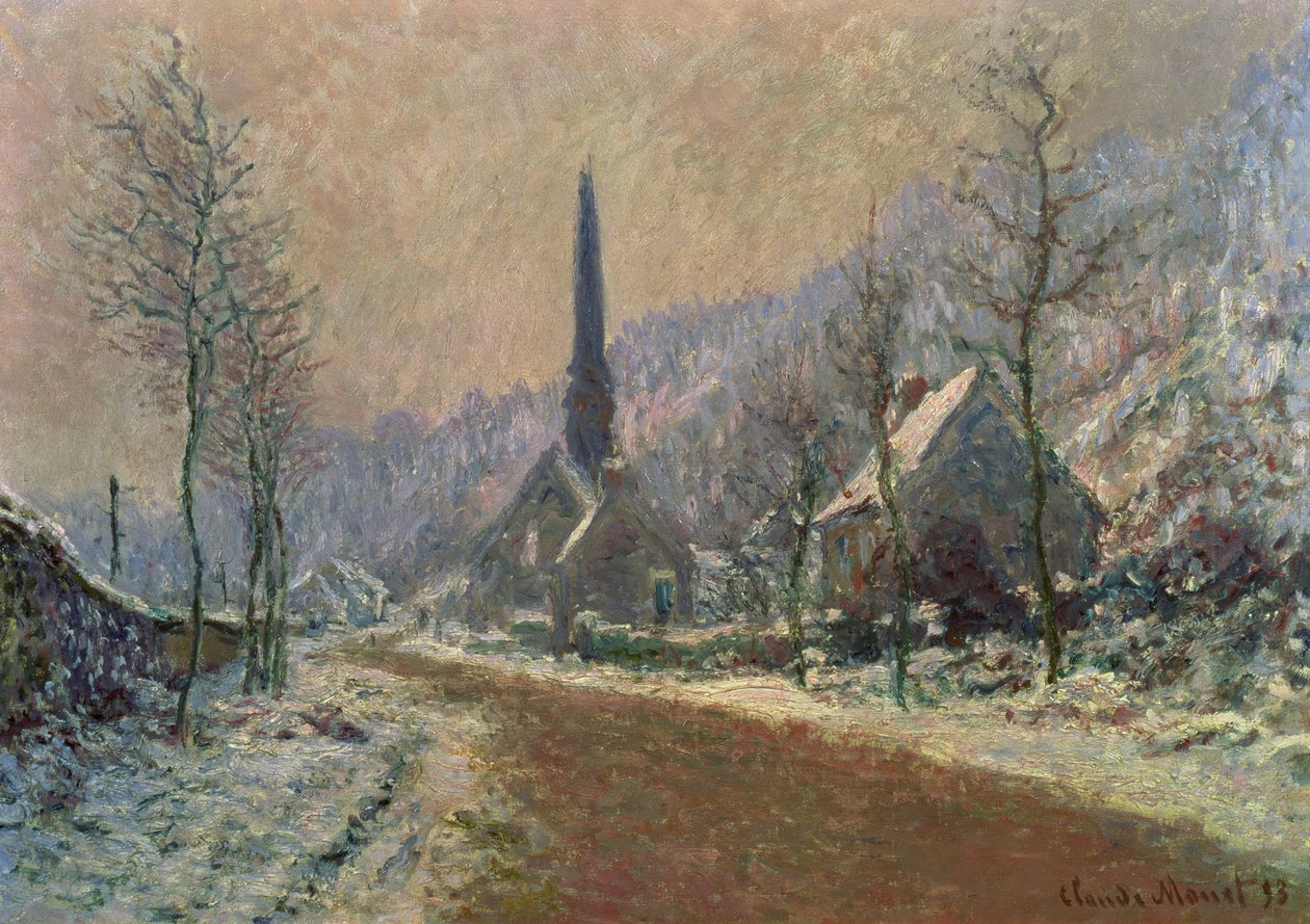 Kışın Jeufosse Kilisesi by Claude Monet