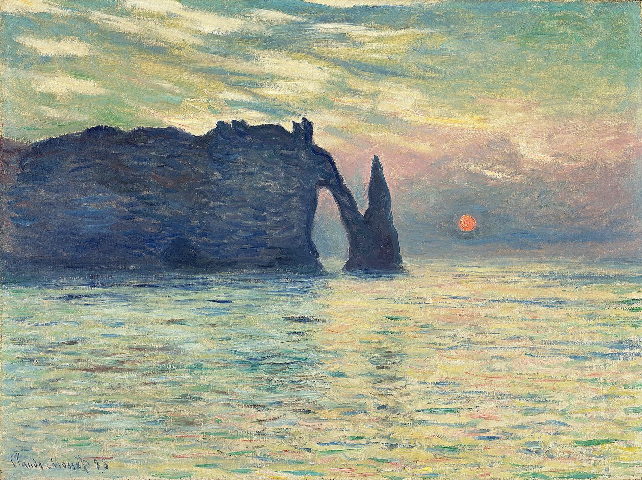 The Cliff, Etretat, Sunset par Monet, Claude (1840-1926) by Claude Monet