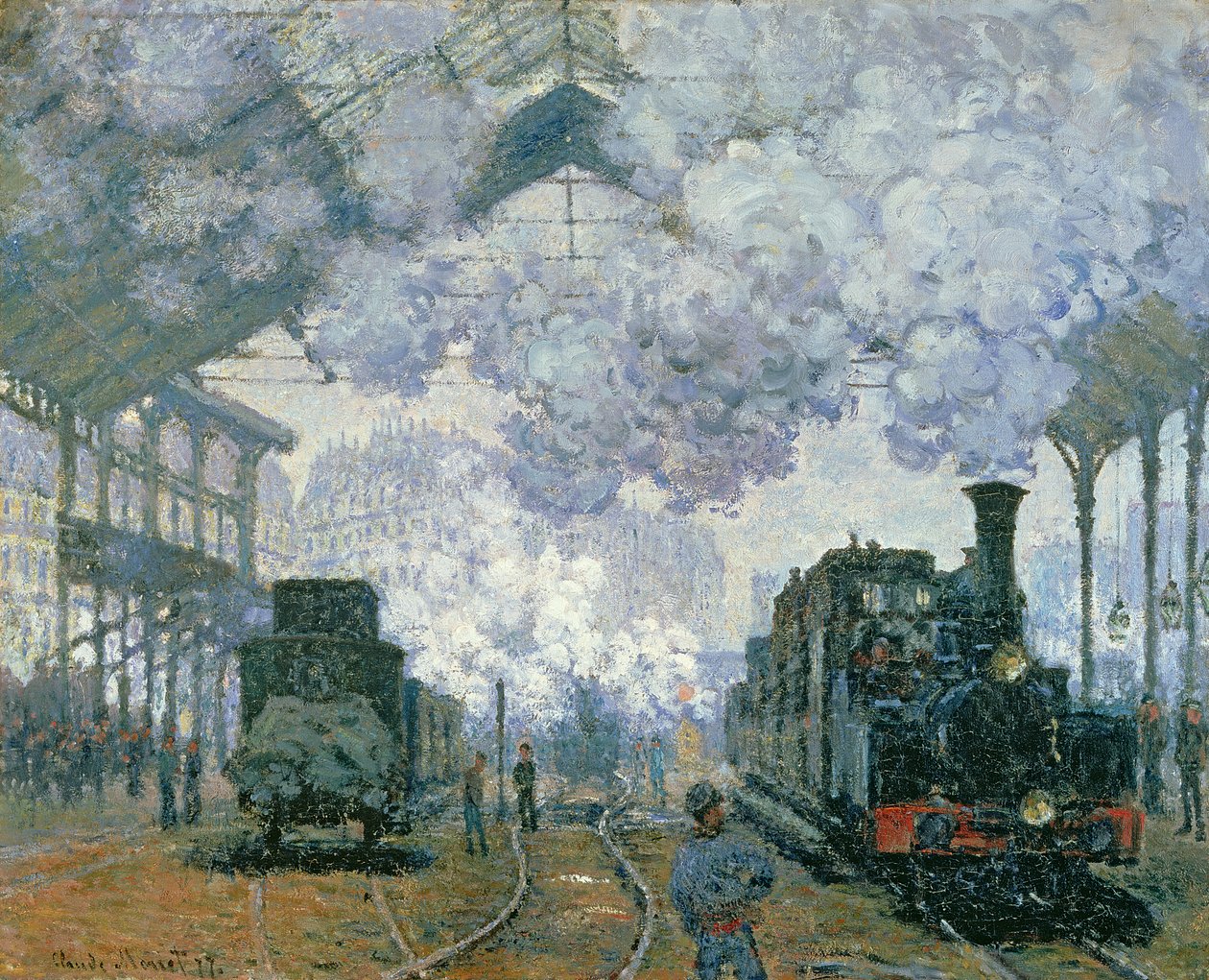 Gare Saint-Lazare: Bir Trenin Gelişi, 1877 by Claude Monet