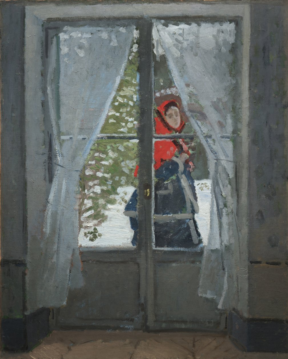 Kırmızı Fular, c.1868-73 (kumaş üzeri yağlı boya) by Claude Monet