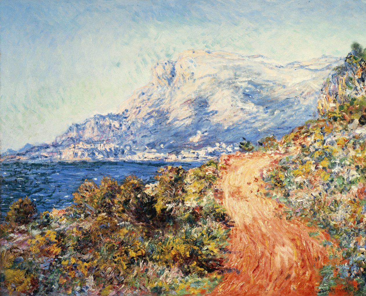 Menton yakınlarındaki Kızıl Yol, 1884 by Claude Monet