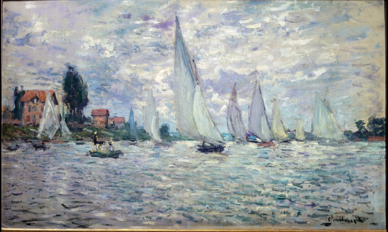 Tekneler. Bir Argenteuil Regates - tuval üzerine yağlı boya by Claude Monet