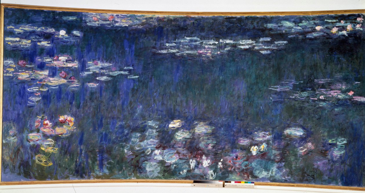 Nilüferler, yeşil yansımalar. Diptik sol kısım by Claude Monet