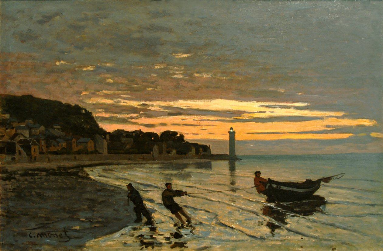 Tekne Çekme, Honfleur by Claude Monet