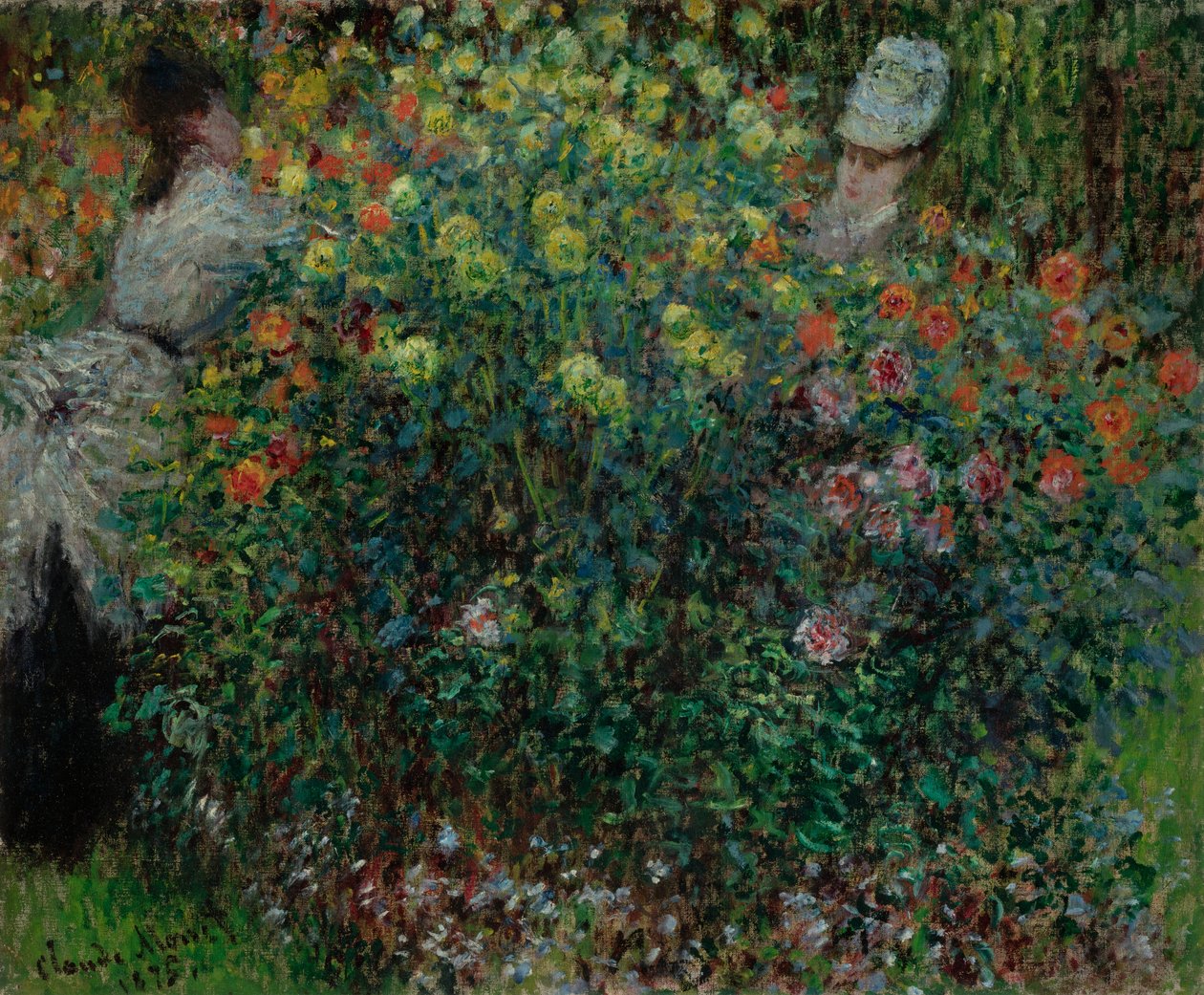 Çiçeklerin Arasında İki Kadın, 1875 by Claude Monet