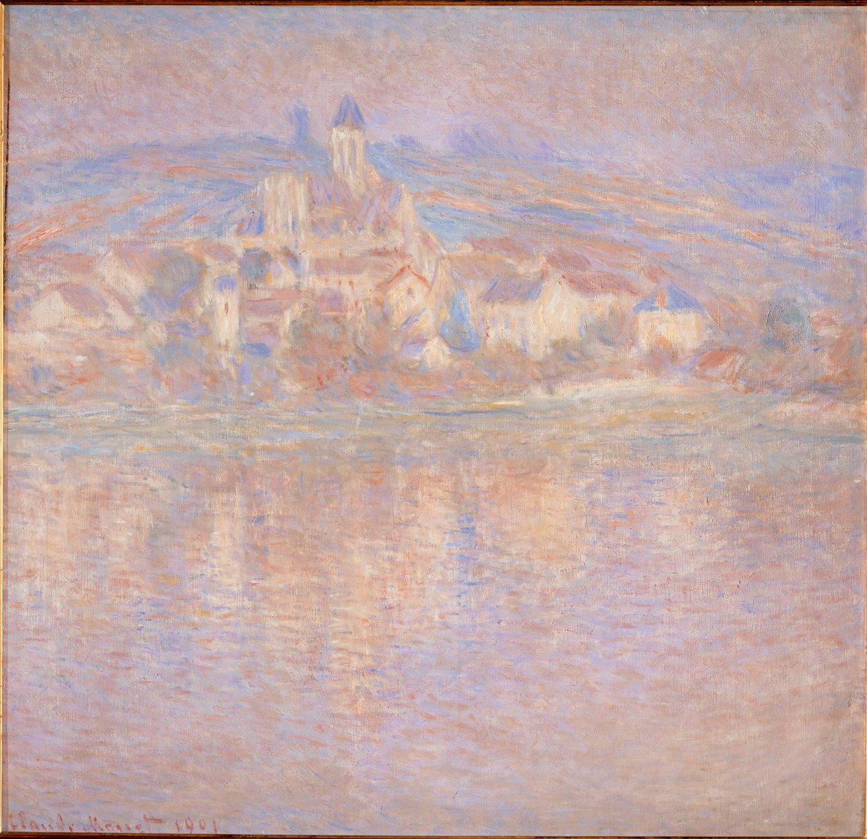 Vetheuil, gün batımı (tuval üzerine resim) by Claude Monet