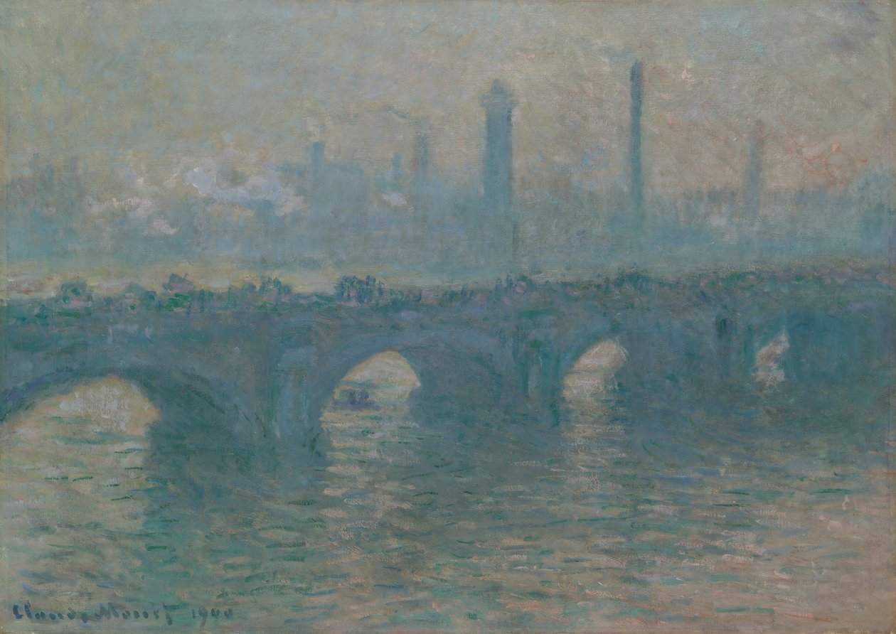 Waterloo Köprüsü, Gri Hava, 1900. by Claude Monet