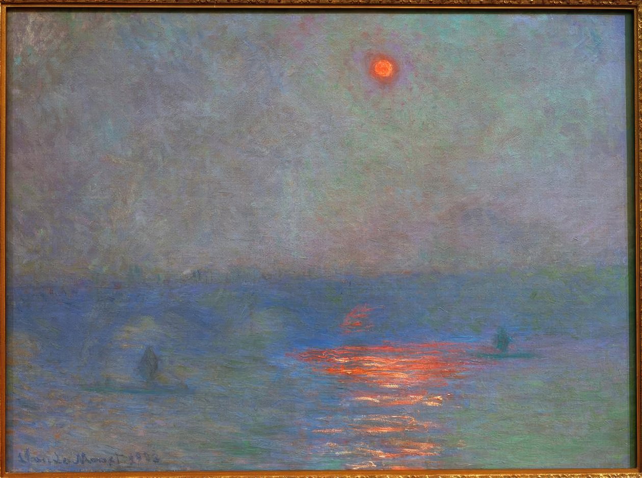 Waterloo Köprüsü, Sisteki Güneş (Sonne im Nebel) by Claude Monet