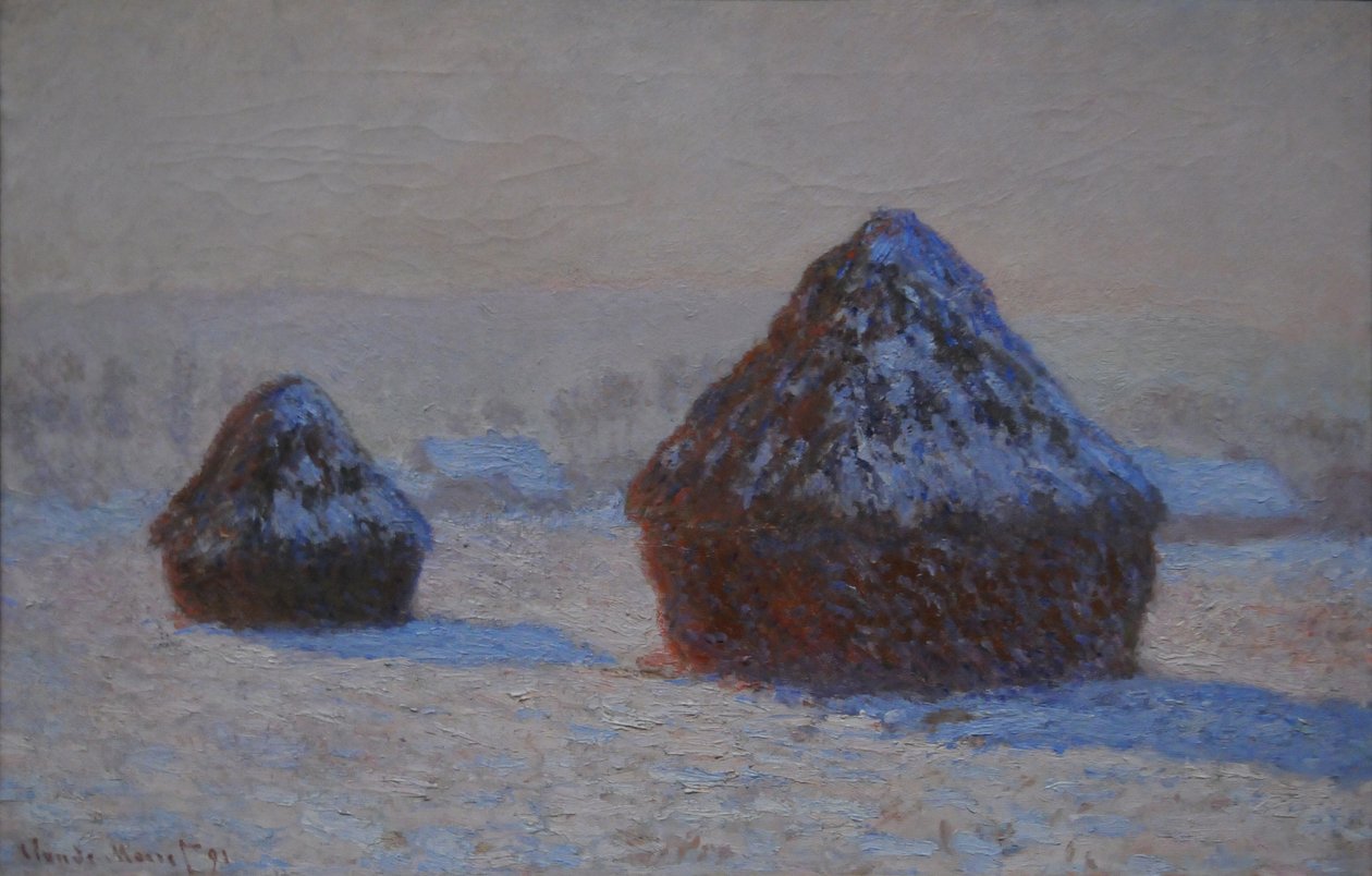 Buğday Yığınları, Kar Etkisi, Sabah, 1891 by Claude Monet