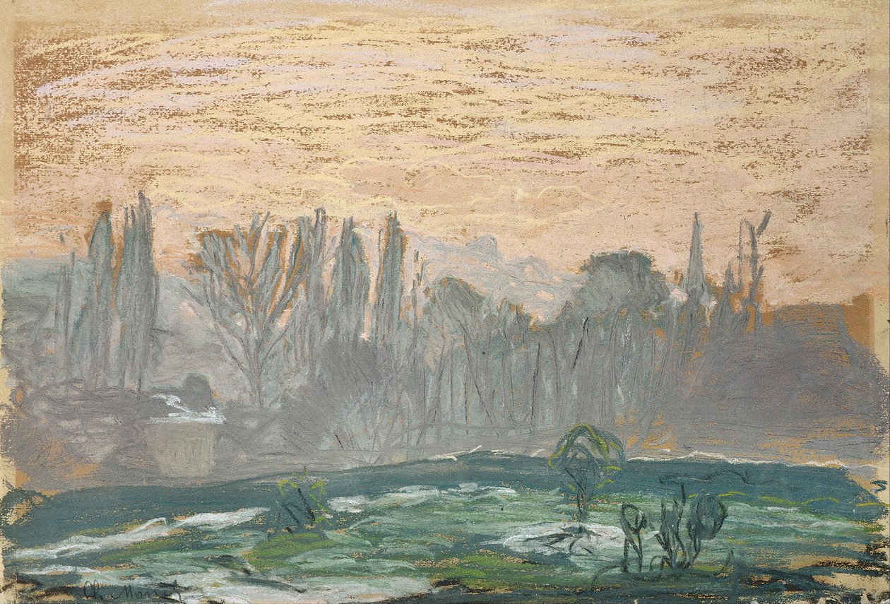 Akşam Gökyüzü ile Kış Manzarası by Claude Monet
