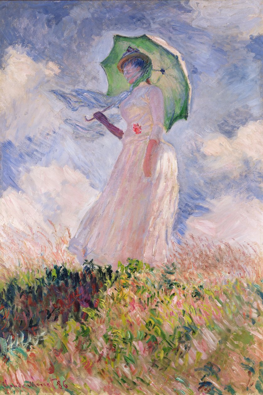 Şemsiyeli Kadın Sola Döndü, 1886 by Claude Monet