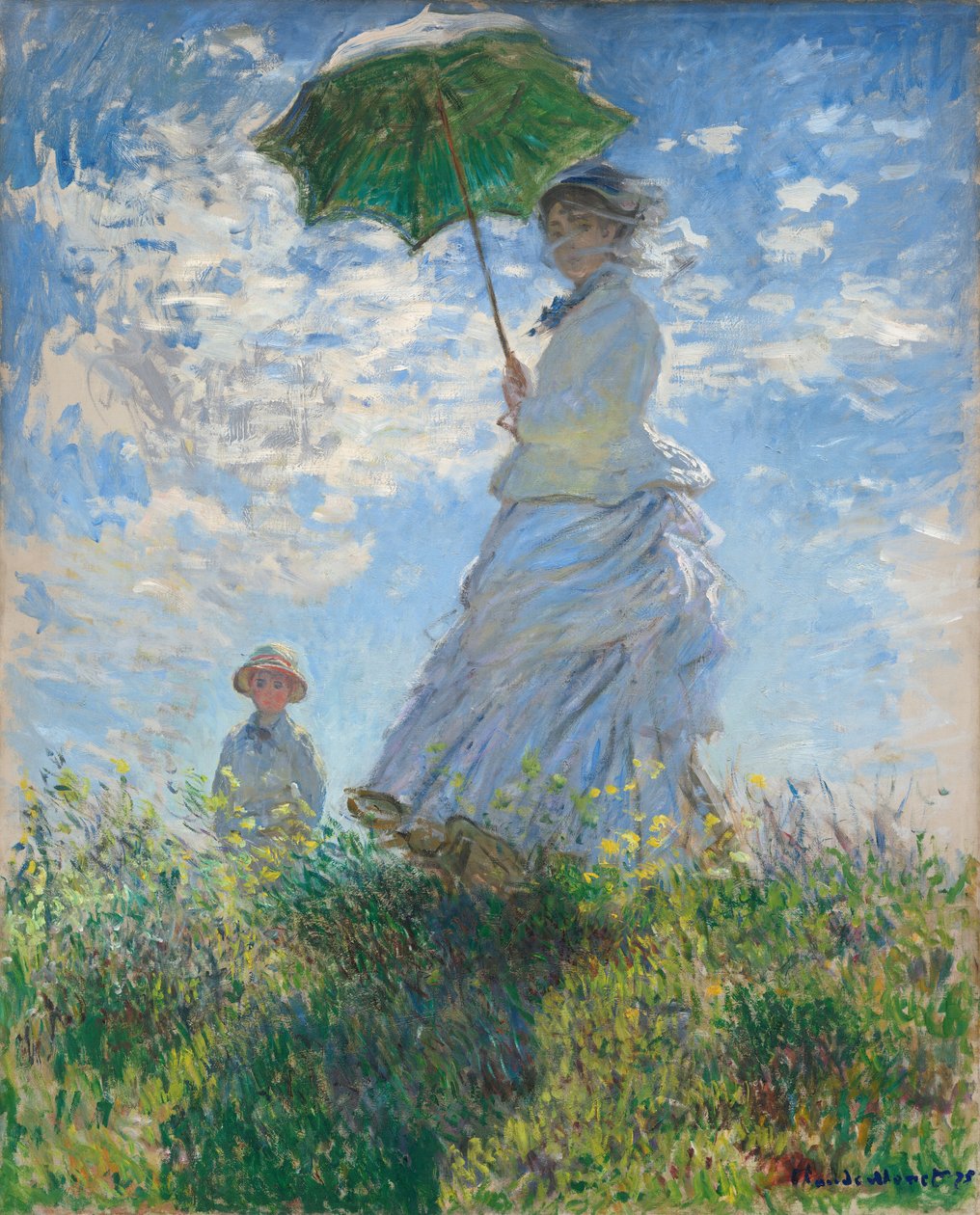 Şemsiyeli Kadın - Madam Monet ve Oğlu, 1875. by Claude Monet
