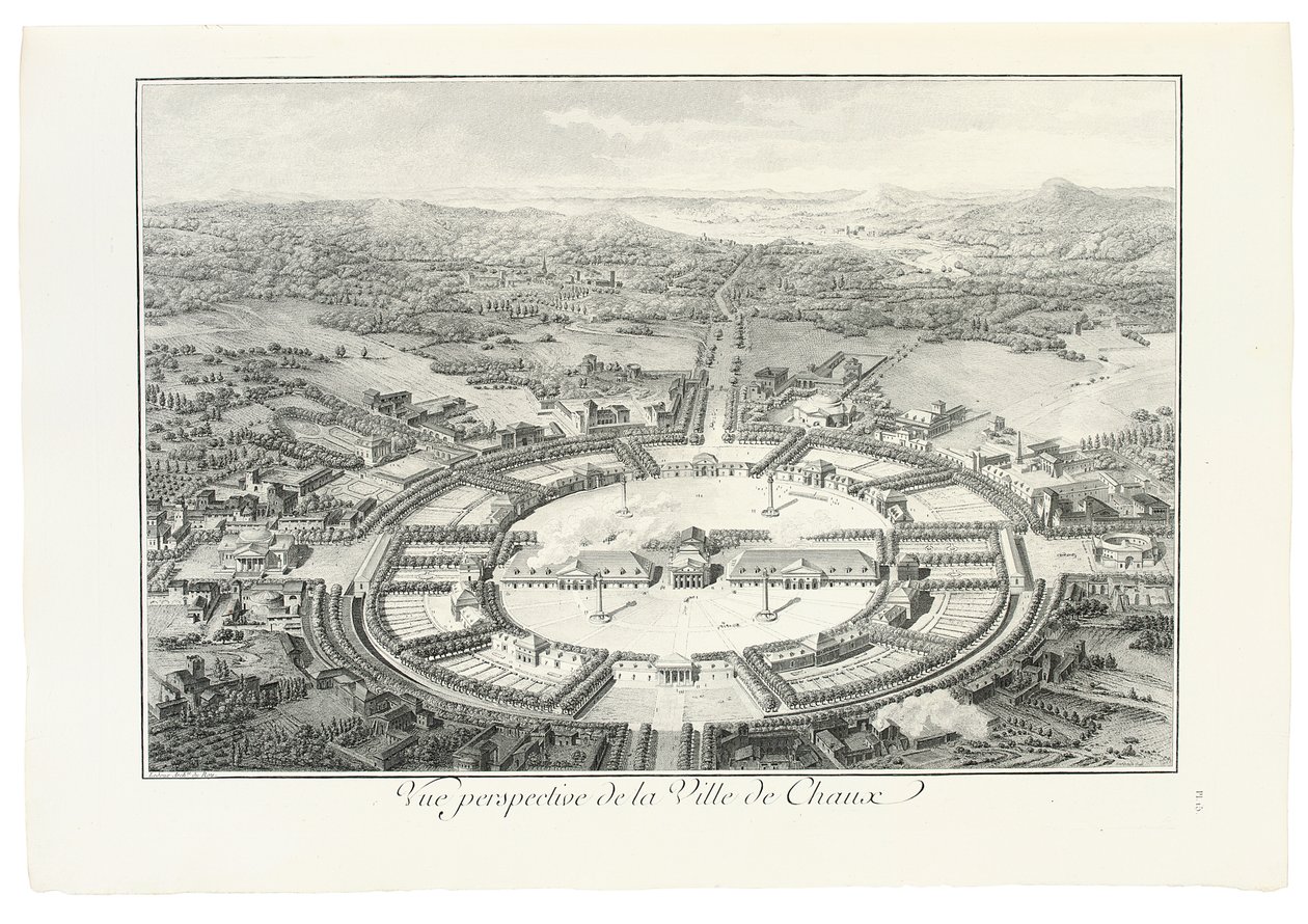 Chaux şehrinin perspektif görünümü, 1804 by Claude Nicolas Ledoux