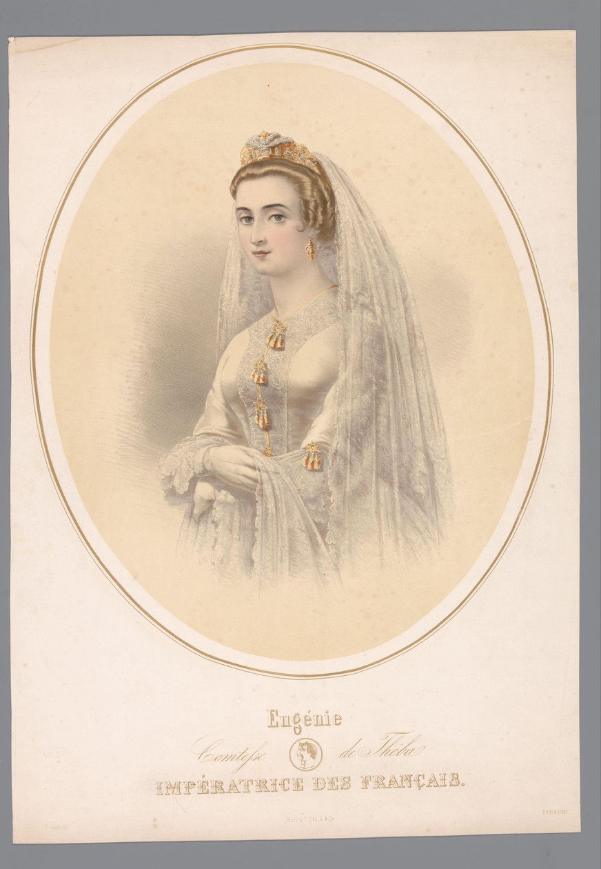 Portret van Eugenie, keizerin van Frankrijk Eugenie, Theba Kontesi. Fransız İmparatoriçesi (nesne üzerindeki başlık) by Claude Régnier