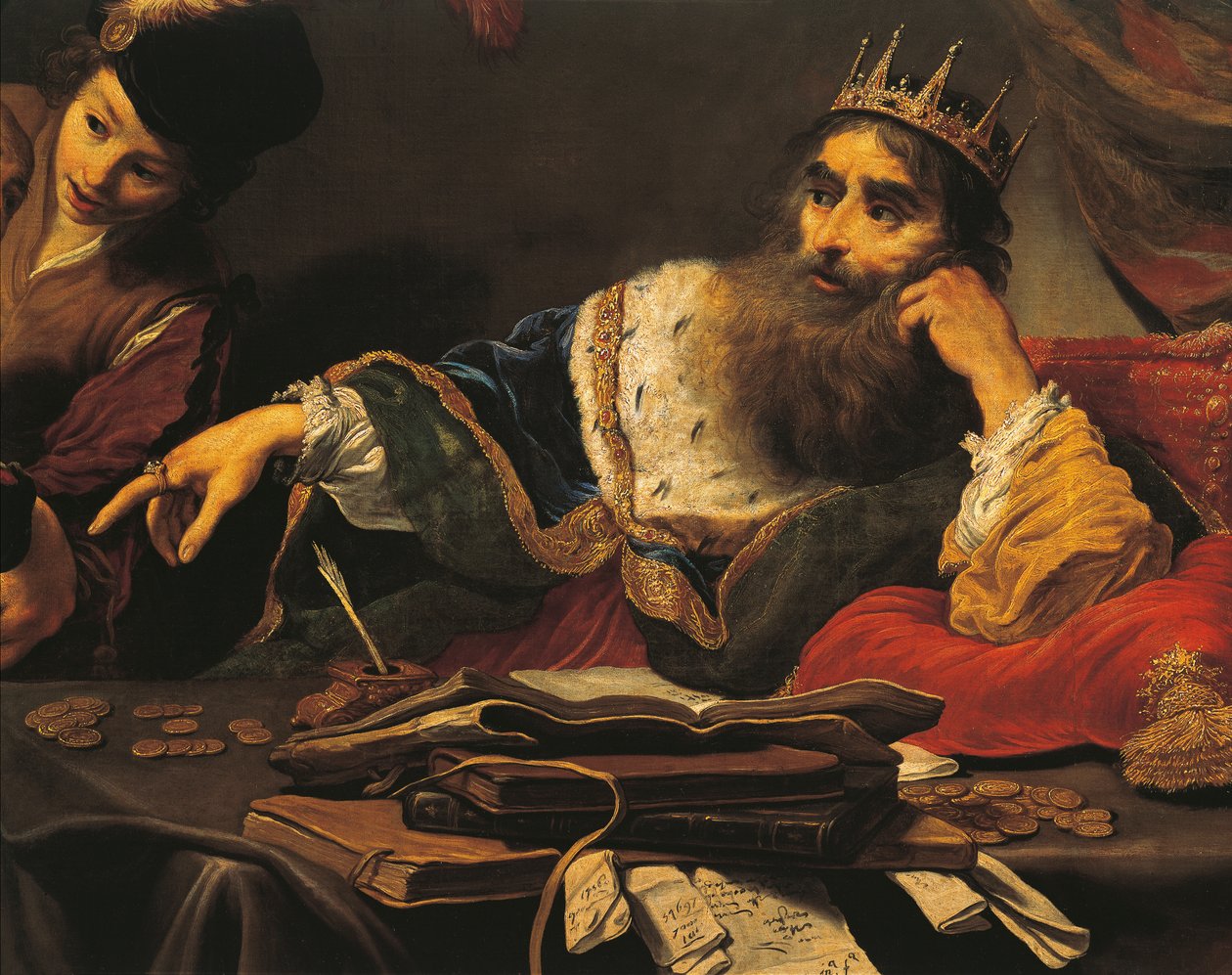 Claude Vignon (1593-1670) tarafından Lydian'dan haraç alan Kroisos, tuval üzerine yağlı boya by Claude Vignon