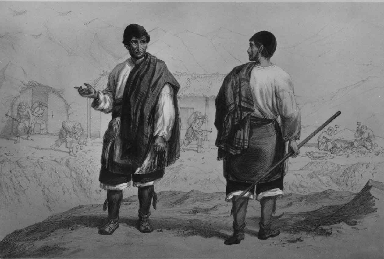 F. Lehnert tarafından oyulmuş Şili Madenciler by Claudio Gay