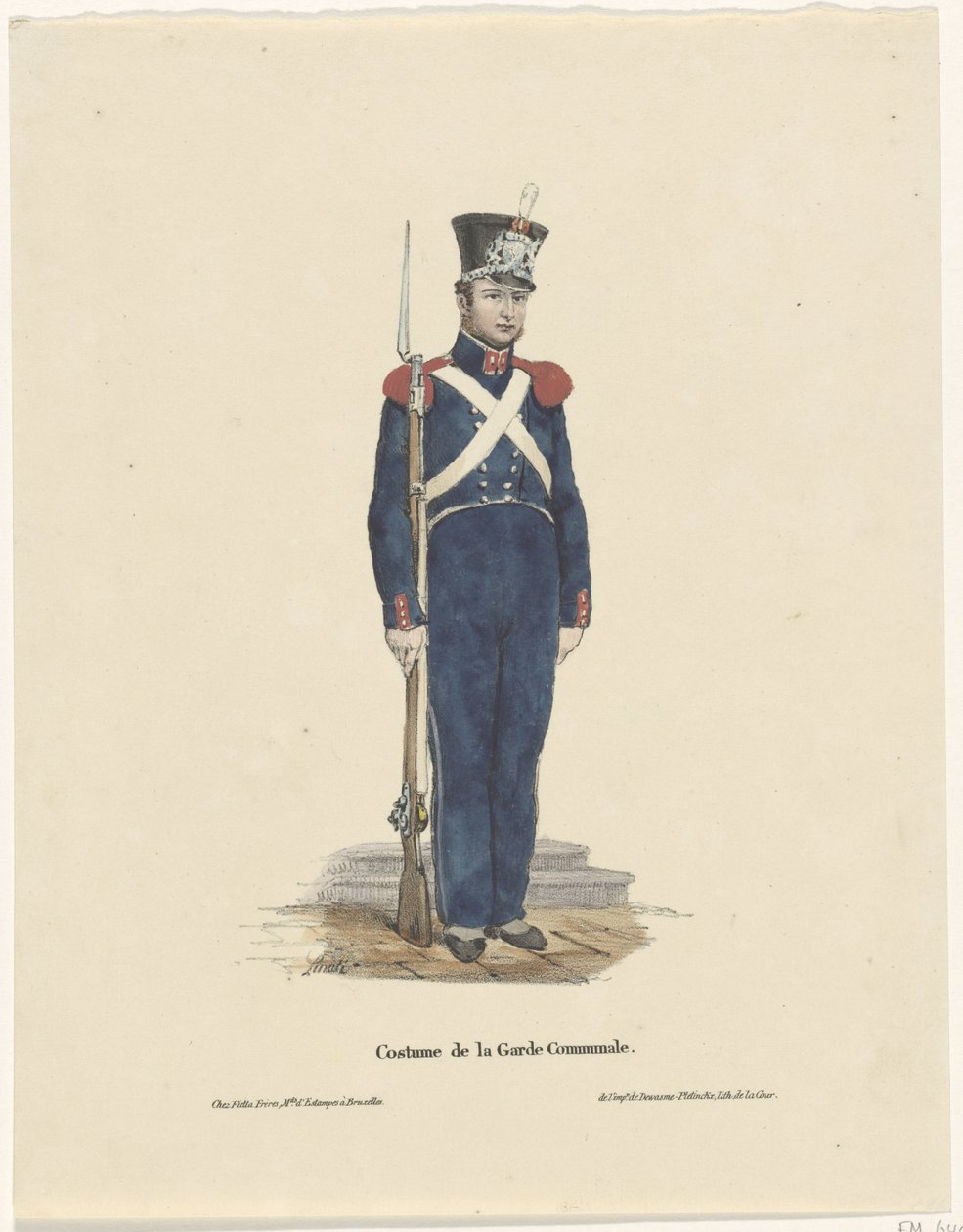 Belçikalı okçu, 1830 Kostüm de la Garde Communale (nesne üzerindeki başlık) by Claudio Linati