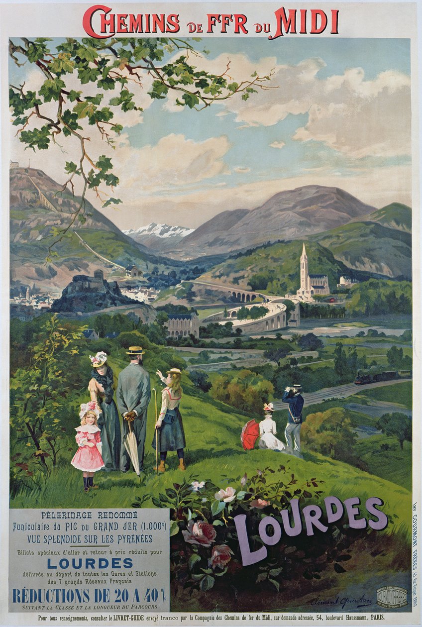 Afiş reklamı Lourdes, Fransa, c.1900 by Clement Quinton