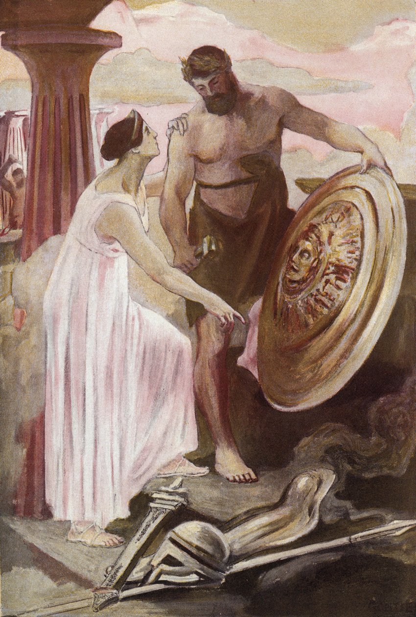 Vulcan tarafından yaratılan Aşil kalkanı. Clement Gontier (1876-1918) tarafından Homere