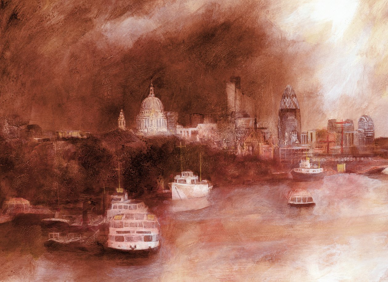 St. Pauls Red, 2007 (gemide akrilik) by Clive Metcalfe