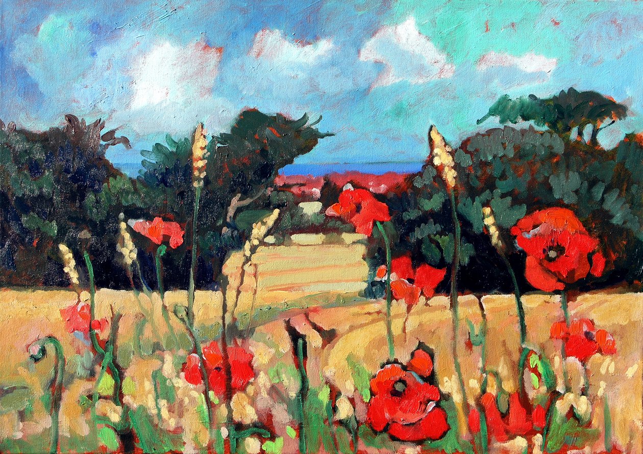 Kent Poppies, 2007 (tuval üzerine akrilik) by Clive Metcalfe