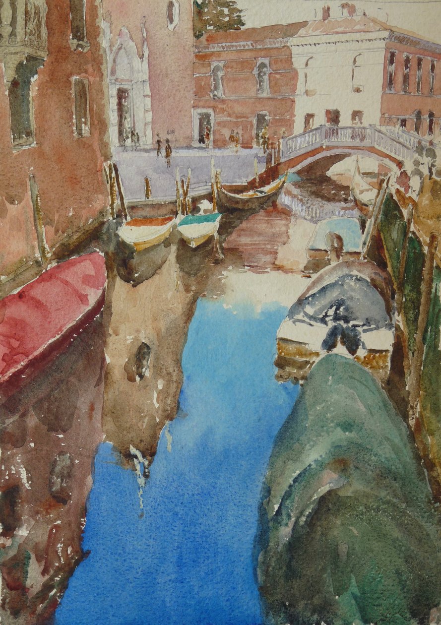 Rio Dei Frari, Kış Güneşi, 2019 (suluboya) by Clive Wilson