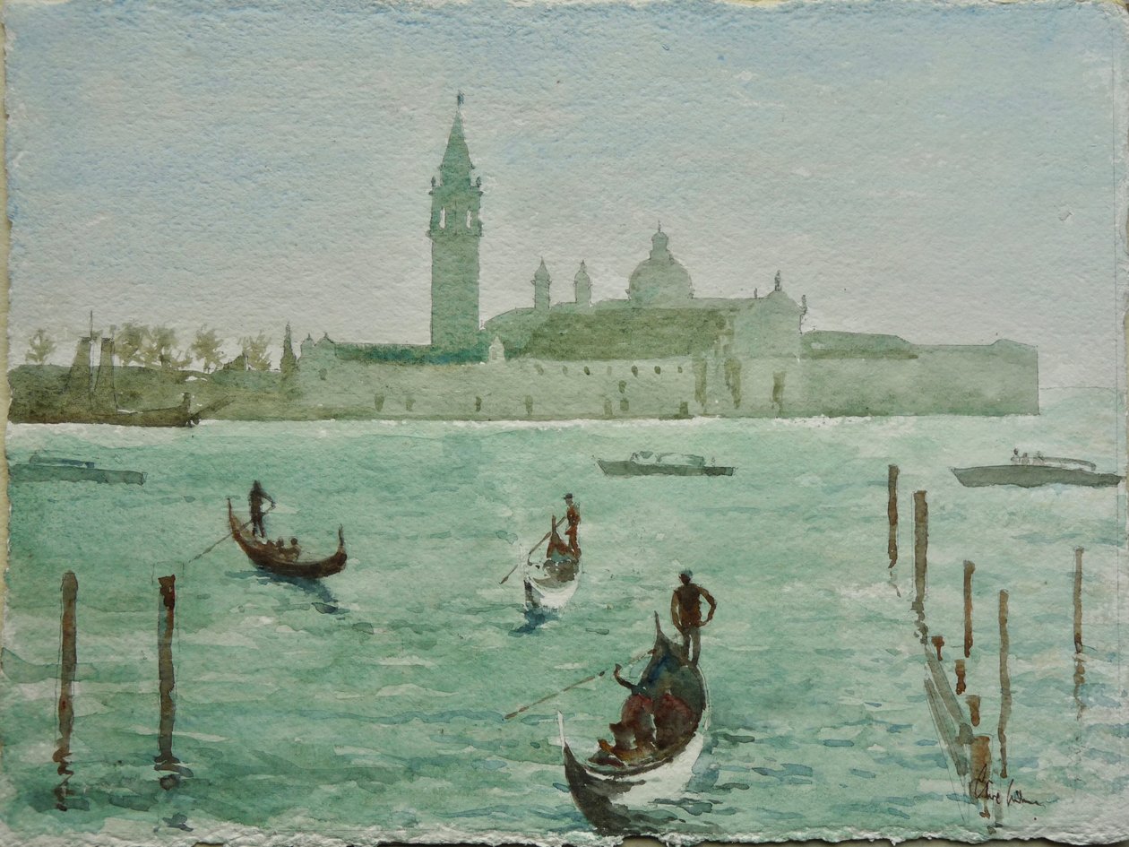 SMMaggiore, Güneşli Kış Sabahı, 2020 (suluboya) by Clive Wilson