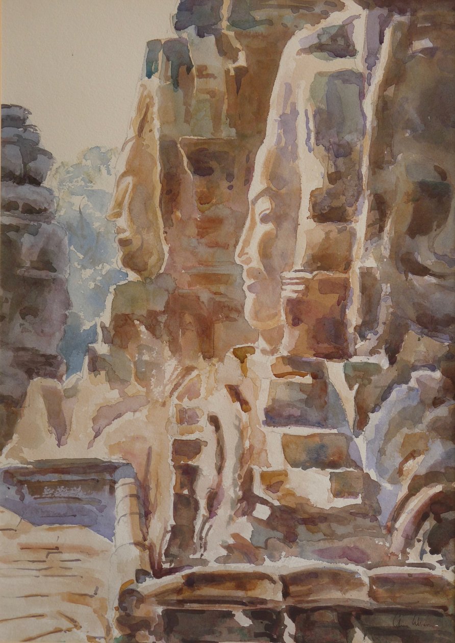 Bayon: Kavurucu sıcak, 2000 (suluboya) by Clive Wilson