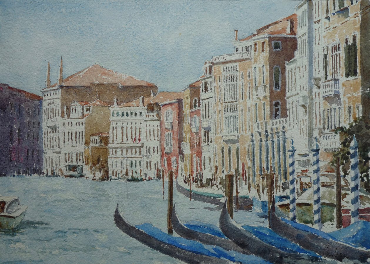 Palazzo Balbi'ye Doğru, 2020 (suluboya) by Clive Wilson