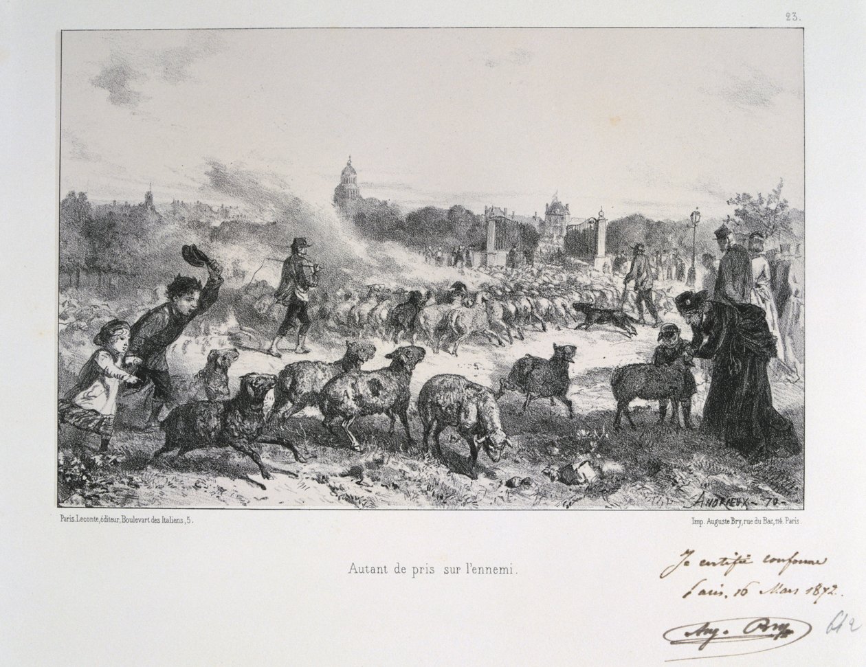 1870-1871 Fransa-Prusya Savaşı: Bir koyun sürüsünü Prusyalıların eline düşmelerini engellemek için uzaklaştırmak. Clement August Andrieux