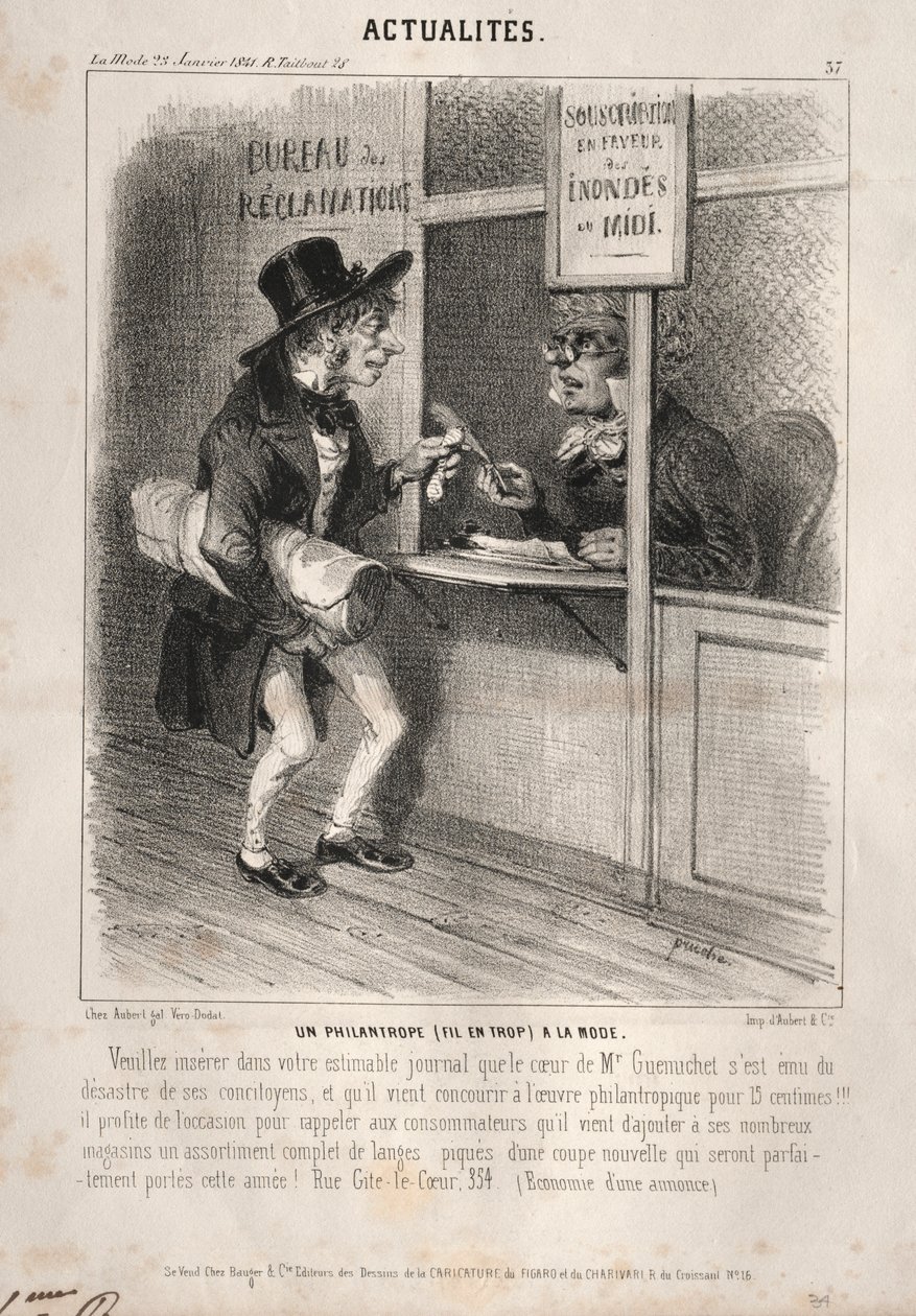 Haberler: Modaya Uygun Bir Hayırsever, 1841. by Clémente Pruche
