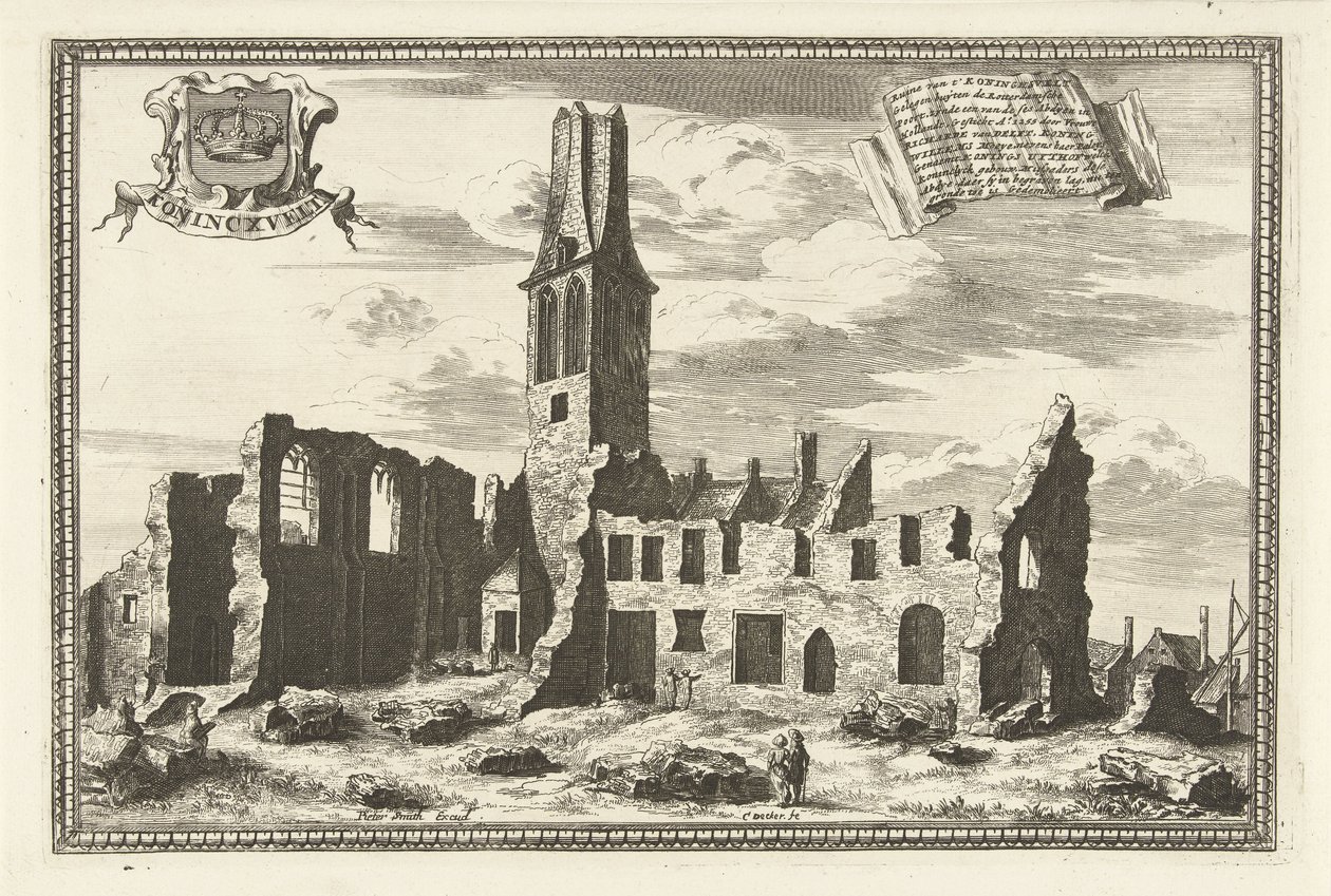 Koningsveld manastırının kalıntılarının görünümü Konincxvelt (nesne üzerindeki başlık) by Coenraet Decker