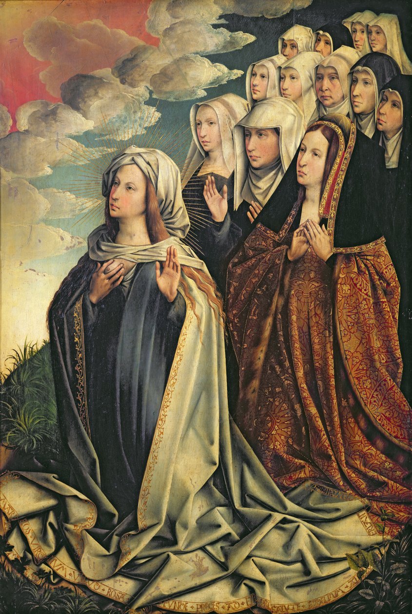 Arabulucu Mary, Deli Joanna (1479-1555) ve maiyeti, bir altar panosundan sağ panel (ayrıca bkz. 223222) by Colijn de Coter