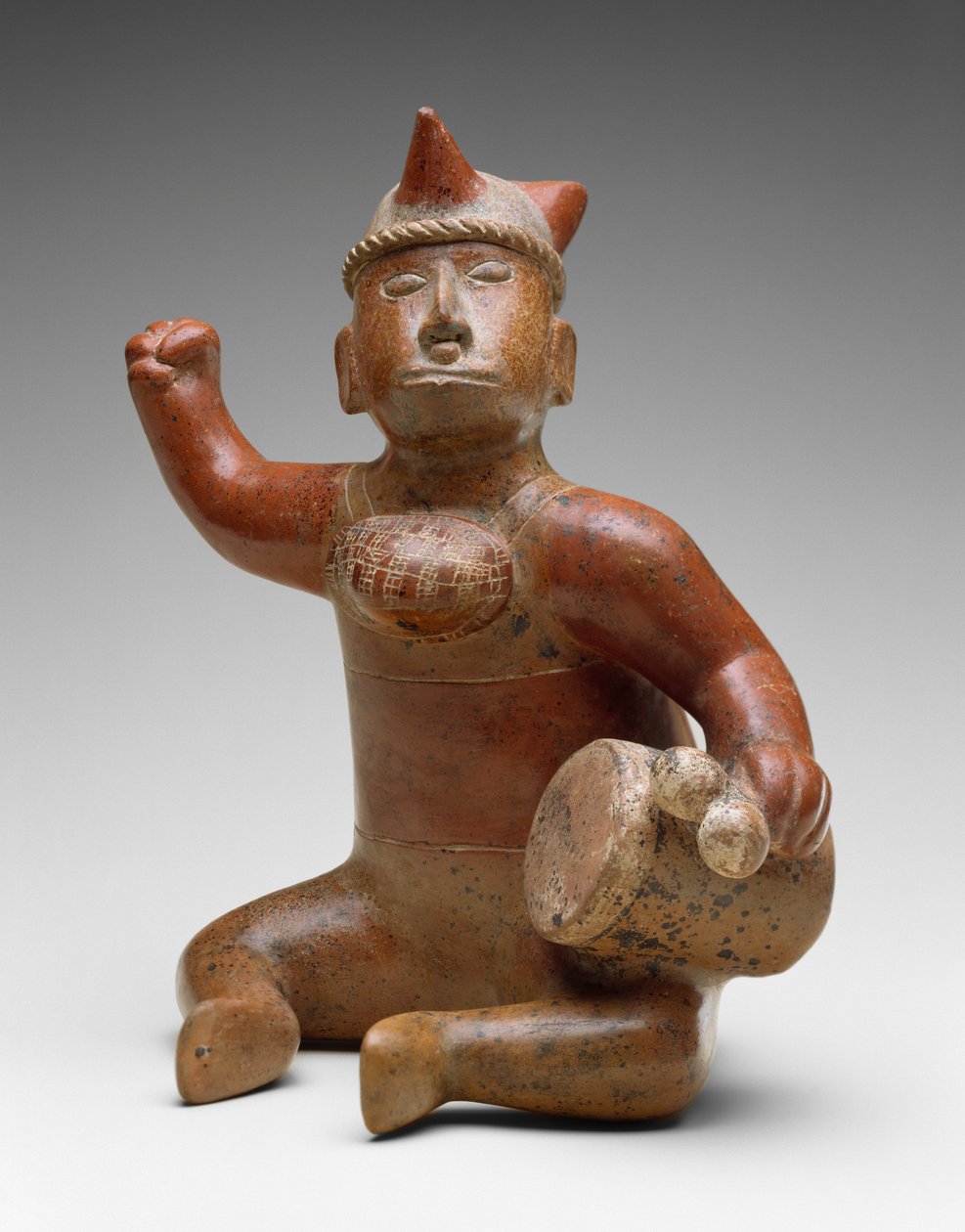 Oturan Müzisyen, Meksika, MÖ 100-MS 300 (bikrom astarlı toprak kap) by Colima Culture