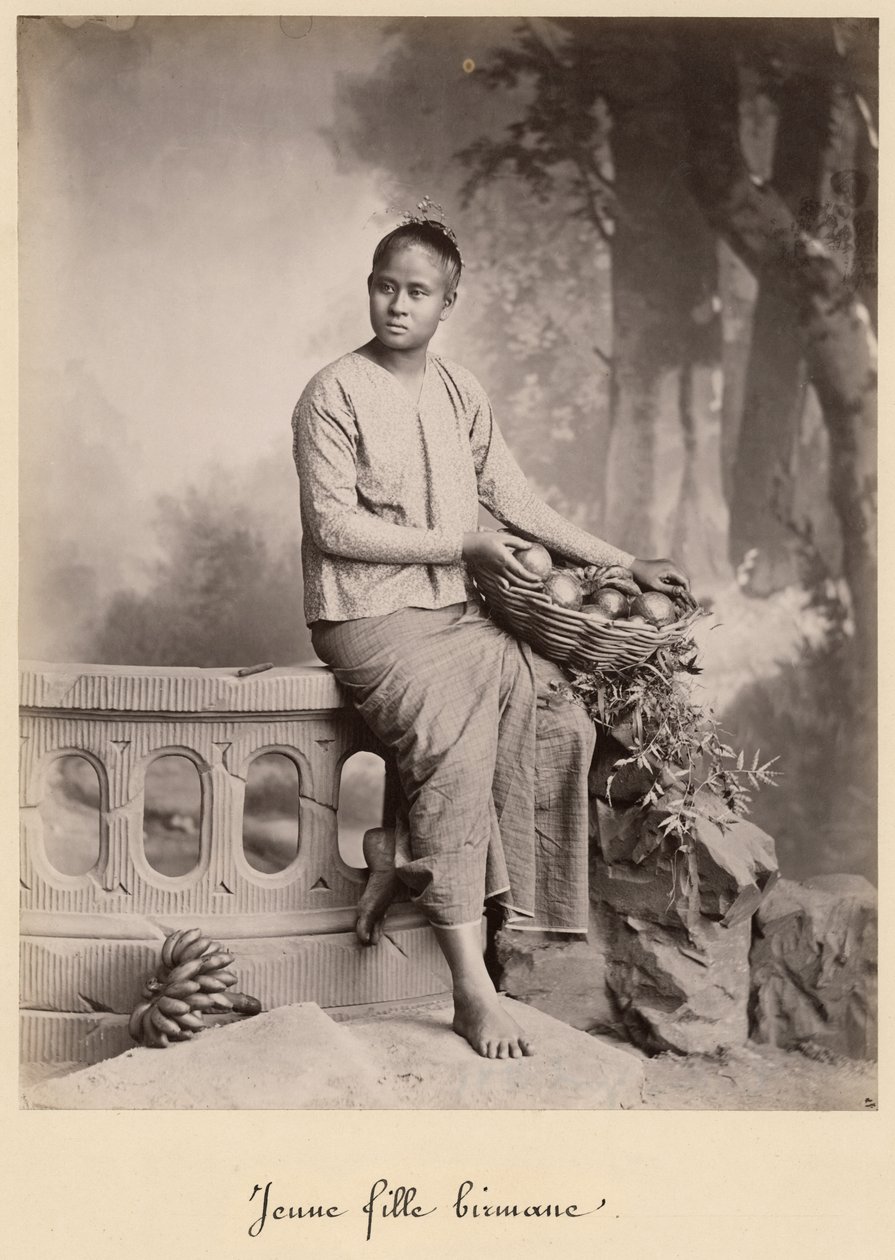 Genç Birmanyalı kız, 1880 dolayları (cam negatiften albüm baskısı) by Colin Roderick Murray