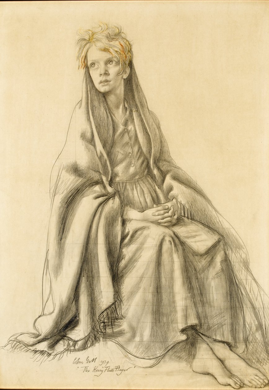 "Kerry Flüt Çalan" için Çalışma, 1934 by Colin Unwin Gill
