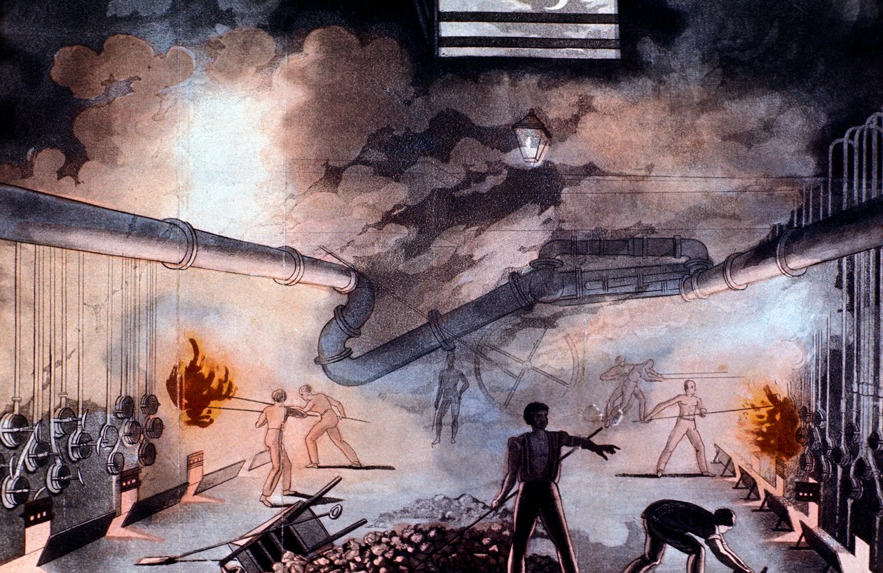 Gaz Işığı Kuruluşunda şarj imbikleri, Brick Lane, Londra, 1822 by Colin Mackenzie