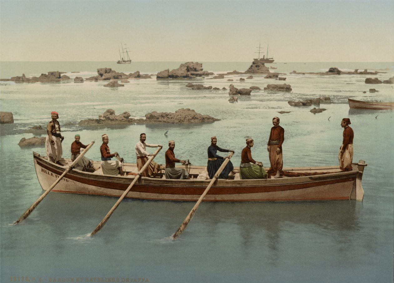 Kayıkçılar, Yafa, İsrail, c.1890-1906 (fotokrom baskı) by Company Photoglob