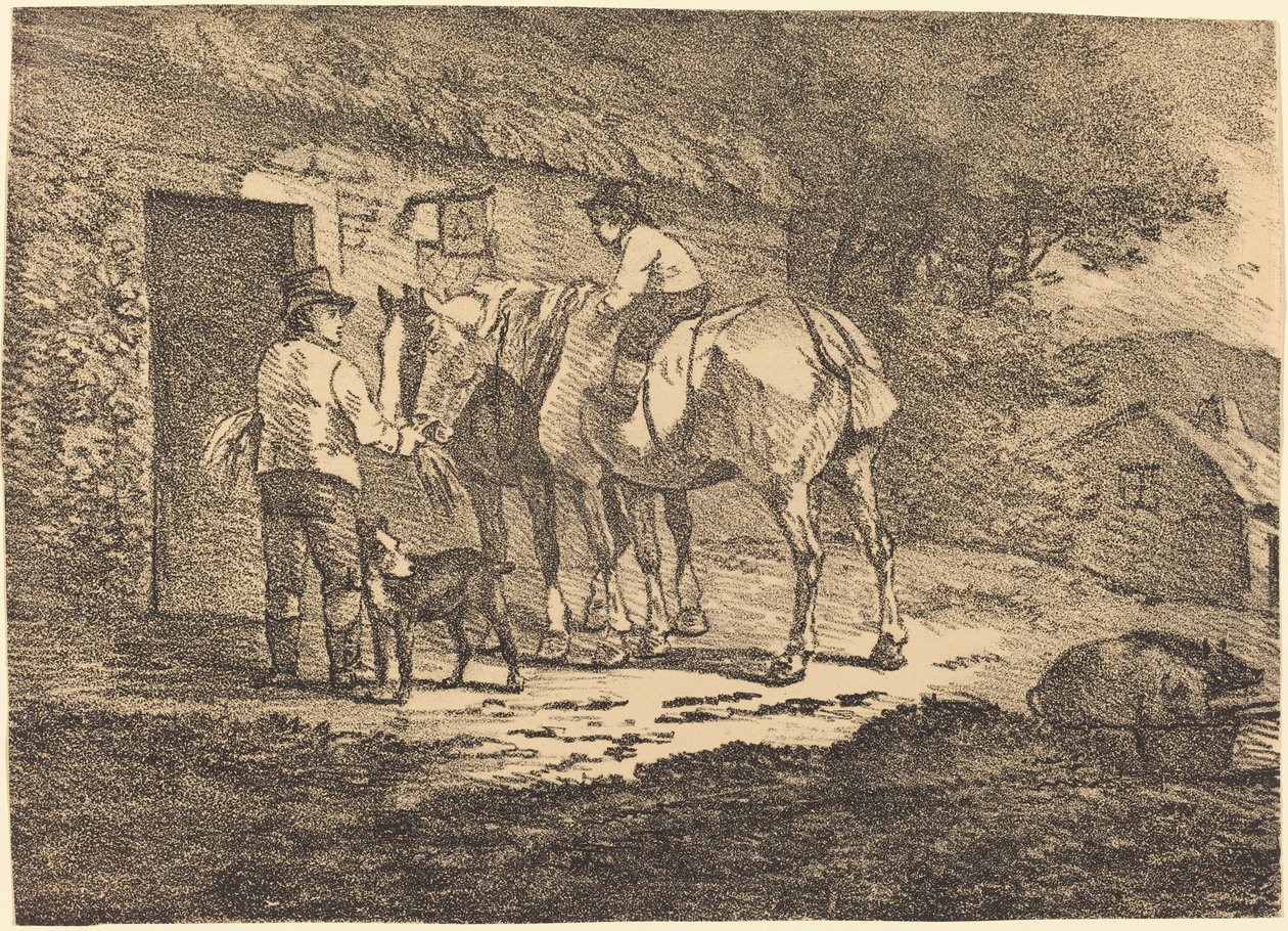 Kulübe Kapısında Atlar by Conrad Gessner