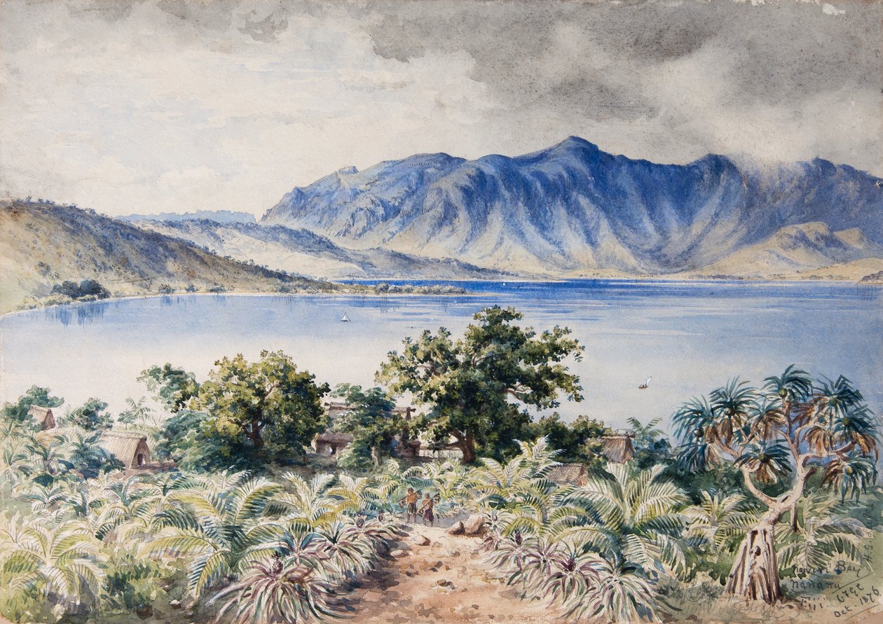 Naiviri Körfezi, Nananu, Fiji 1876 (suluboya) by Constance Frederica Gordon-Cumming