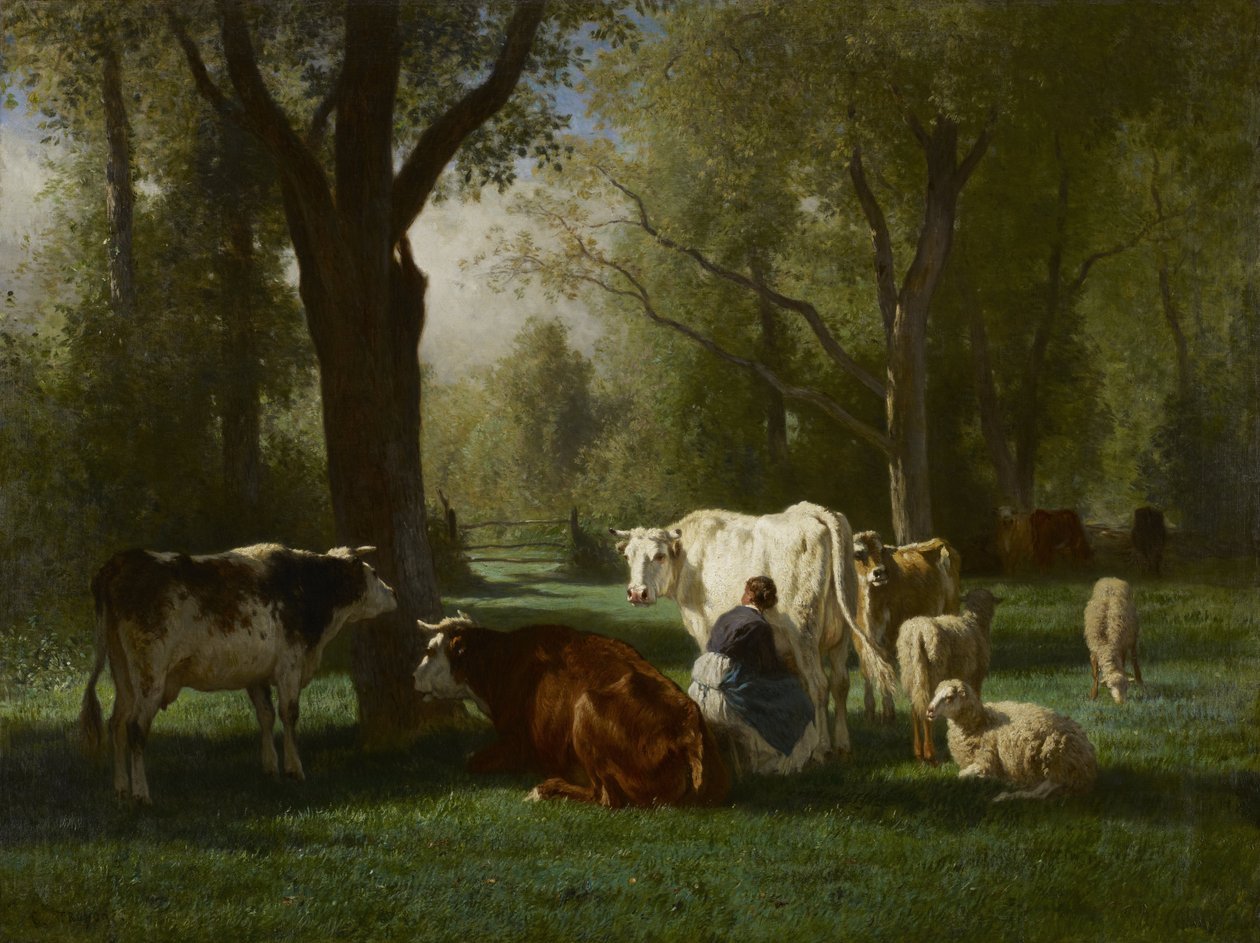 Sığır ve Koyunlu Manzara by Constant Emile Troyon