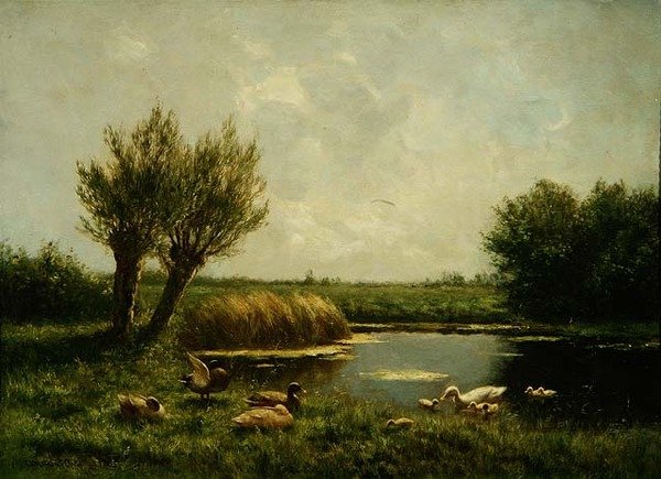 Ördek Göleti (tuval üzerine yağlı boya) by Constant Artz