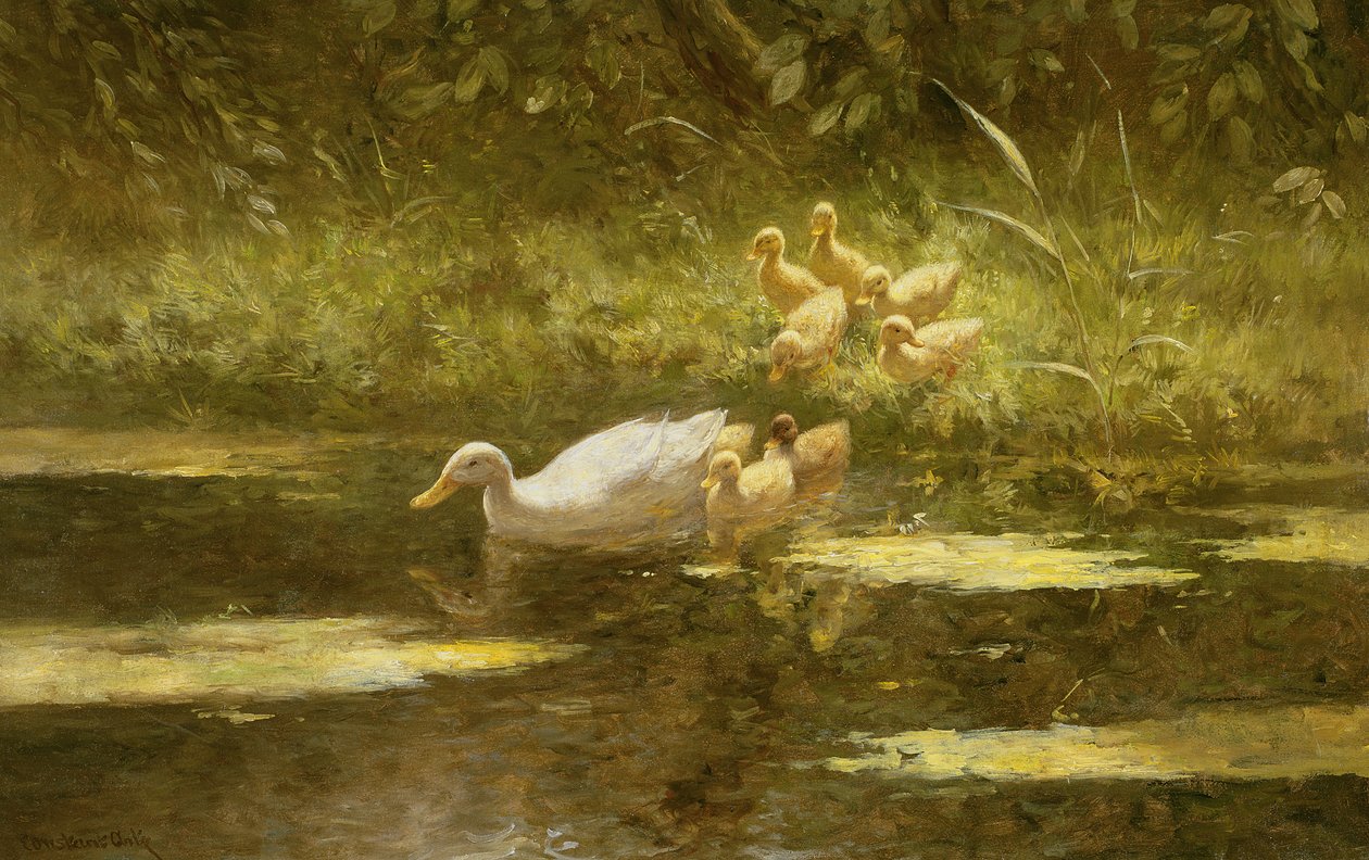 Nehir Kıyısında Ördek ile Ördek (tuval üzerine yağlı boya) by Constant Artz