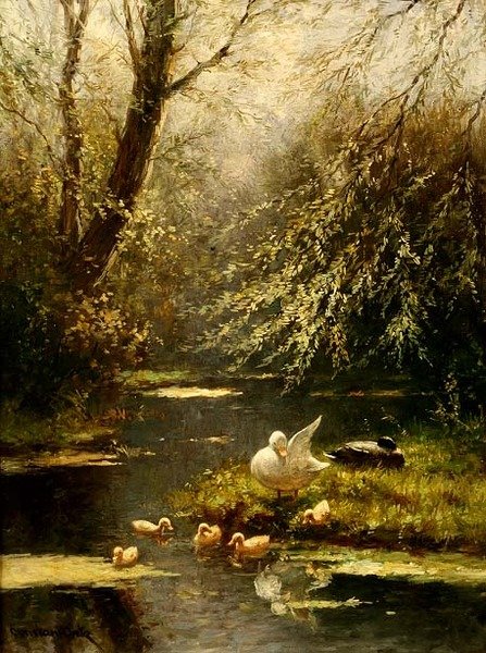 Manzaradaki Ördekler (tuval üzerine yağlı boya) by Constant Artz